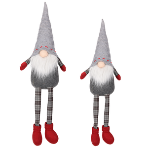 Gnomos de Fieltro Gris Ceniza con Detalles Rojos, Botas Grandes, Decoración Navideña para Árbol de Navidad, Bajo MOQ - Product Image 1