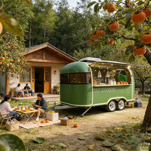 ZOWN Electric Food Truck Trailer Green Stainless Steel Mobile <b>Kitchen</b> Outdoor Catering <b>Unit</b> - Product Image 1