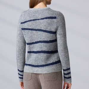 Service OEM du fabricant : Pull en mohair mérinos à manches longues et à rayures pour femmes - Product Image 6