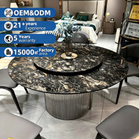 Ensemble de table à manger ronde en marbre moderne pour l'intérieur, salle à manger de luxe pour les dîners en famille et utilisation hôtelière