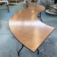 Table Serpentine Pliante en Contreplaqué en Forme de S de 72 Pouces pour 8 à 10 Personnes, Idéale pour les Événements Extérieurs, Banquets et Mariages (Vente en Gros)