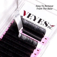 Vente en gros de plateaux de cils 0.07, extensions de cils en soie, noir mat, marque privée, extensions de cils individuelles, épaisses, mix 8-16mm