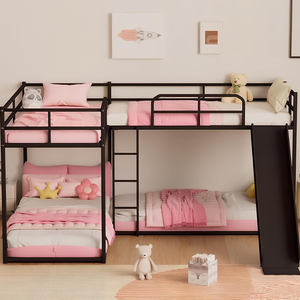 Lits superposés en métal bon marché, design avec escalier et espace de rangement, adaptés aux hôtels, aux employés d'usine, aux écoles, aux lits d'étudiants, aux dortoirs - Product Image 5