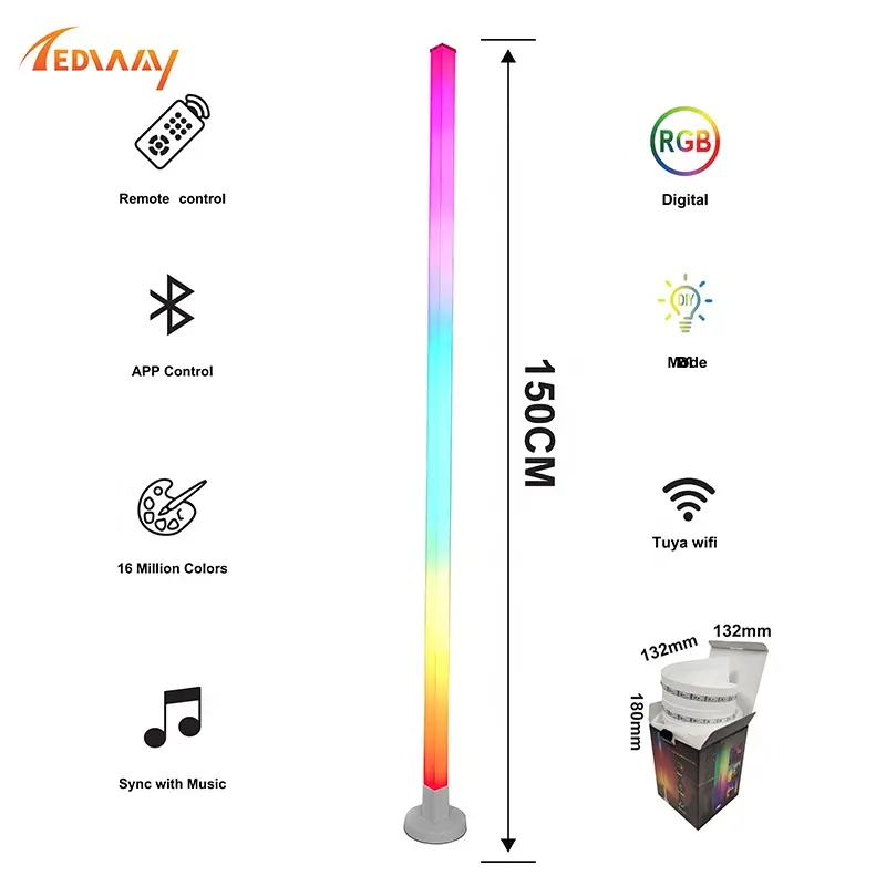 새로운 DIY 접이식 매직 컬러 멋진 분위기 코너 디지털 RGB led 플로어 램프