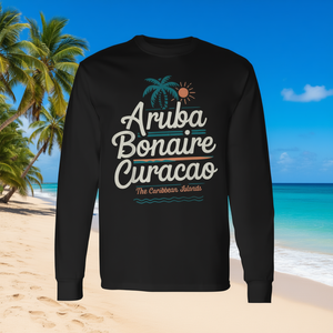 Camiseta de Manga Larga con Cuello Redondo de las Islas del Caribe, Aruba, Bonaire, Curazao, Diseño Promocional Unisex para Adultos - Product Image 3