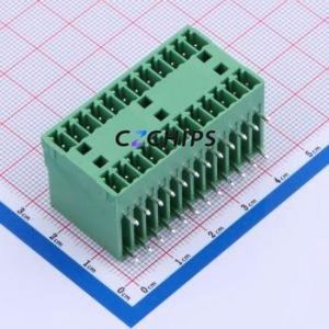 DB2ERH-3.5-2*12P-GN Plug-in Terminal Block Through hole,P=3.5mm Connector Board-to-Board / Socket - Closed 2x12P 3.5mm Green - Product Image 1