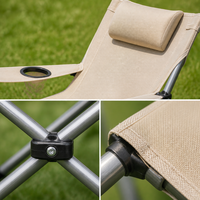 Chaise de camping pliable et réglable de style glamping, très populaire, avec repose-pieds et coussin en tissu Oxford pour l'extérieur