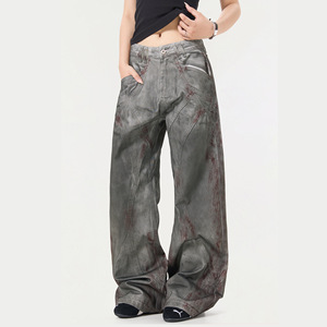 Vaqueros Anchos de Mezclilla de Tiro Medio con Micro-Bolsillos, Pintados a Mano, Ecológicos, Estilo Vintage, Rasgados, para <span class=keywords><strong>Hombre</strong></span> y Mujer, de Estilo Urbano Americano - Product Image 2