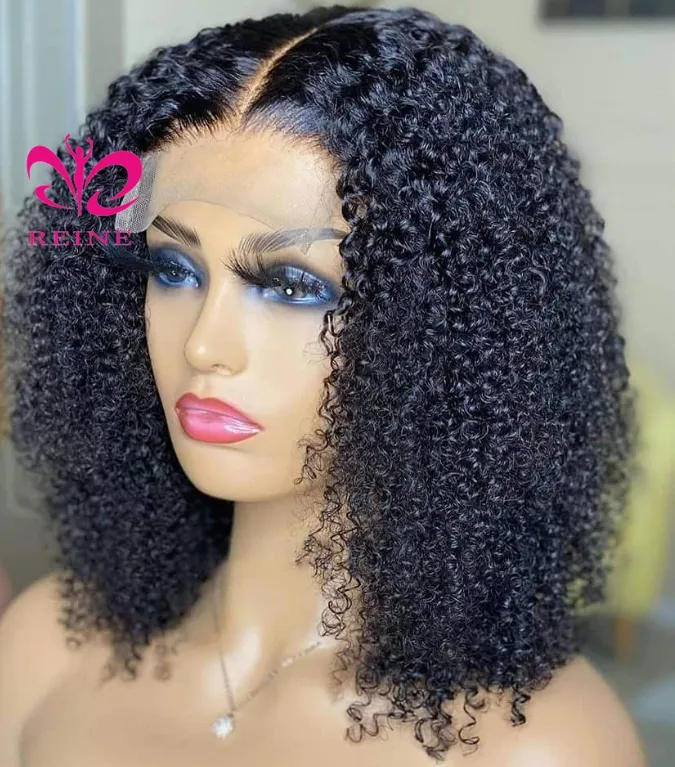 4x4 Bob Lace Closure Wig Indian Straight and Curly Human Hair for Black Women double drawn human hair wig Blunt Cut Bob Wig
