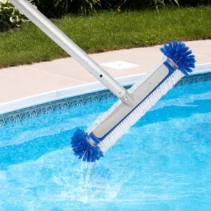 BN 17.7" Aluminum Heavy Duty Metal Pool Brush Head Swimming Pool Cleaning Corner Brushes with Curved for Cleaning Pool Walls