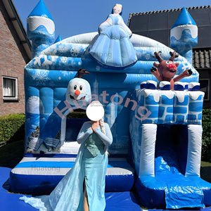 Huatong thư bị trả lại nhà Inflatable tuyết trắng phim hoạt hình Inflatable Trampoline màu xanh nhảy lâu đài với Slide Combo hupfburg cho trẻ em - Product Image 3
