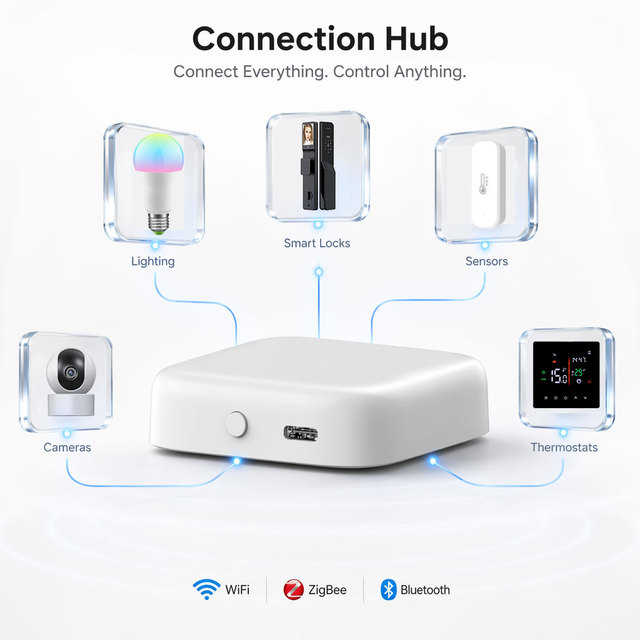 Glomarket Zigbee 3.0 Wifi Mesh Hub Smart Multi-mode Gateway Work With Tuya Smart App,Voice Control Via Alexa Google Home