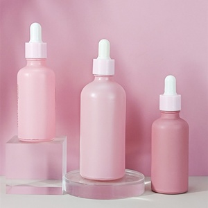 1oz 2oz 4oz 15 30 60 Transparent Matte pink Cosmetics <b>Empty</b> Essential Oil Face Serum Glass Dropper <b>Bottles</b> With Dropper Lid - Product Image 1
