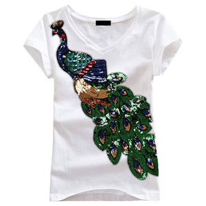 Camisetas ajustadas con logotipo personalizado de diamantes de imitación para mujer, camisas de cintura alta de algodón 100% de alta calidad para mujer - Product Image 6