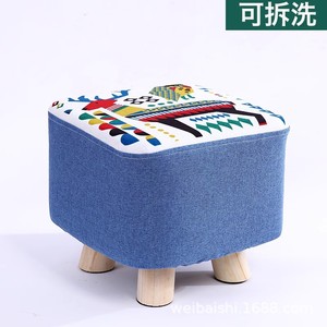 Fabric <b>Stool</b> Round <b>Wooden</b> Legs Home Living Room Ottoman Child Adult Use - Product Image 6