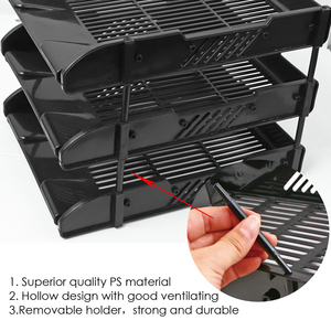 Organizador de Archivos de Plástico de 3 Niveles Foska, <span class=keywords><strong>Bandeja</strong></span> de Archivos de Escritorio de Buena Calidad, <span class=keywords><strong>Bandeja</strong></span> de <span class=keywords><strong>Documentos</strong></span> de Plástico - Product Image 3