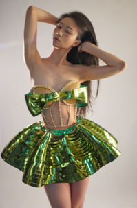 Bonito corsé con lazo de lentejuelas, falda acampanada, conjuntos de 2 piezas, espectáculo de <span class=keywords><strong>Las</strong></span> Vegas, ropa de escenario, trajes de casa en vivo, disfraz de fiesta de cumpleaños para mujer - Product Image 5