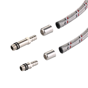 Tubo doccia nero rosso tubo testa singola cucina filo acciaio inossidabile tubo flessibile doccia intrecciato - Product Image 3