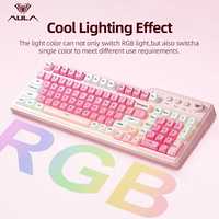 AULA F3099 Keyboard Mekanik Ergonomis Baru 99 Tombol Pencahayaan RGB Double-Shot PBT Cherry Keycaps Tri-Mode Nirkabel 2.4G Berkabel Plastik