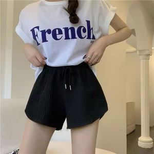 Shorts de sport pour femmes, d'été, légers, amples, décontractés, <span class=keywords><strong>grande</strong></span> <span class=keywords><strong>taille</strong></span>, à jambe large, <span class=keywords><strong>taille</strong></span> haute, coupe trapèze, vente en gros à prix abordable - Product Image 3