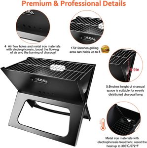 Barbecue de camping pliable et portable au charbon de bois, idéal pour la cuisson en extérieur, les feux de camp, les patios et les jardins. - Product Image 3