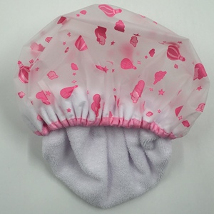 Personnalisé double couche noir <span class=keywords><strong>blanc</strong></span> dot <span class=keywords><strong>de</strong></span> <span class=keywords><strong>bain</strong></span> <span class=keywords><strong>bonnet</strong></span> <span class=keywords><strong>de</strong></span> douche - Product Image 5