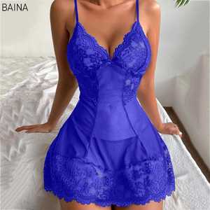 Ensemble chemise et string en dentelle élégante Allure Sexy Lingerie Lingerie pour femmes Robes de nuit pour femmes - Product Image 6