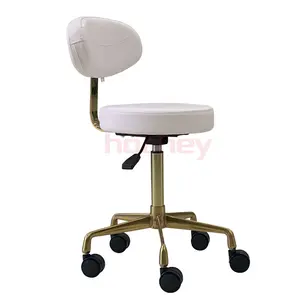 HOCHEY Dental dentist stool PU leather chair without arms with backrest pneumatic rolling swivel clinic medical doctor stool