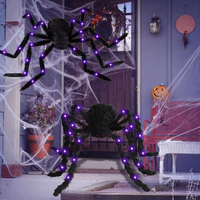 Décoration d'Halloween : Araignée Lumineuse en Peluche avec Lumière Diurne 6000K à Intensité Réglable pour Scène d'Horreur, Accessoire de Maison Hantée Extérieure