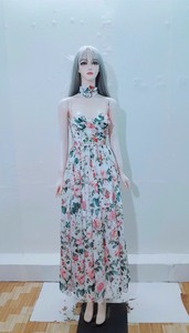 Fabrication OEM Robe d'été décontractée à motif floral de haute qualité, longueur genou, sans manches, tissu en spandex/coton, style vintage TNBPno01 - Product Image 3