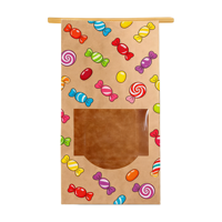 Sac cadeau en papier kraft imprimé personnalisé, écologique, classique et réutilisable pour les confiseries, la promotion de produits sucrés, l'emballage en supermarché
