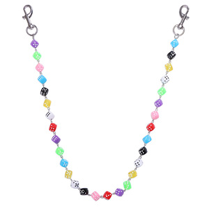 โซ่คาดเอวแบบยูนิเซ็กซ์ ลูกเต๋าอะคริลิคหลากสี โซ่คาดลำตัวชั้นเดียว สไตล์ลำลอง สำหรับกางเกง เครื่องประดับแฟชั่นฮิปฮอป - Product Image 5