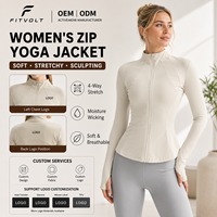 FITVOLT Veste de yoga professionnelle pour femme à manches longues, respirante, avec empiècements amincissants sur le devant, idéale pour la course et l'entraînement, et pour le quotidien en extérieur