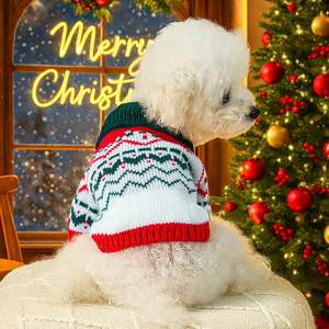 Roupas Festivas de Acrílico para Animais de Estimação Outono/Inverno 2025 Suéteres Casuais para Cães e Gatos com Design de Fogos de Artifício de Natal - Product Image 3