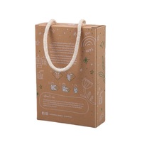 Boîte d'emballage portable en papier kraft personnalisée pour serviettes en coton, boîte de présentation rectangulaire pliable avec fenêtre transparente