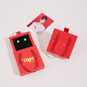 Caja de Joyería Deslizable con Logotipo Personalizado al por Mayor, con Asa de Cinta, Embalaje de Cartón Ecológico para Anillos, Collares y Pendientes - Product Image 5