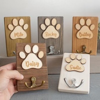Porte-morces mural en bois écologique réutilisable, gravé et sculpté avec empreinte de patte d'animal, pour laisse de chien et ceinture, à faire soi-même