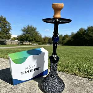 Set de Hookah Moderno con Base de Vidrio, Vástago de Metal, Cazoleta de Madera, Color Negro y Azul, Pipa de Agua para Salón, Caja de Regalo - Product Image 5
