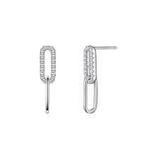 Ailmay - Pendientes de Cadena Rectangulares de Plata de Ley 925 con Diseño de Clip, para Mujer, Diseño Moderno y Sencillo, Joyería Diaria