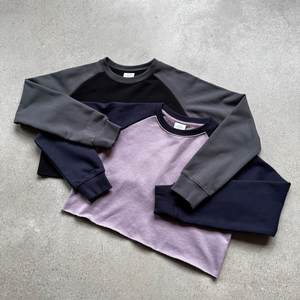 Sweat-shirt <span class=keywords><strong>femme</strong></span> tombé poids élevé à manches longues Patchwork couleur bloquant ourlet brut DTG DTF meilleures offres <span class=keywords><strong>pull</strong></span> court haut court - Product Image 1