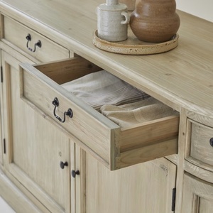 Credenza in Stile Europeo Personalizzata, Design Shaker con Ripiano Aperto, Colore Quercia, Mobile d'Ingresso in Legno Massello, Supporto TV - Product Image 4
