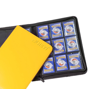 9 khe cắm 9 túi trang cố định bên tải PU da bìa giao dịch thẻ thư mục Bộ sưu tập chất kết dính Album danh mục đầu tư với dây kéo - Product Image 5