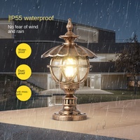 Lampadaire extérieur de style européen en aluminium moulé sous pression, étanche IP65, avec abat-jour en verre, base sur pied, LED à CRI élevé 95
