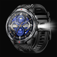 Montre connectée d'extérieur KT88 avec écran de 1,7 pouces, lampe torche puissante, longue autonomie de la batterie, surveillance de la santé, boussole, montre connectée pour le fitness et les sports