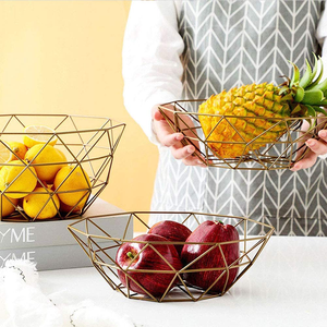 Luxury Geometric <b>Storage</b> Bowl Custom Design Golden Metal Wire Fruits Vegetables Decorative <b>Basket</b> - Product Image 4