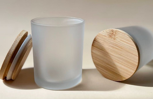 Frasco de Vidrio Transparente Esmerilado para Velas de 125 ml, 215 ml, 315 ml con Tapa de Madera de Bambú, Entrega Rápida - Product Image 4