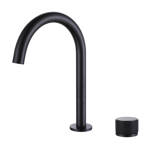 <span class=keywords><strong>Robinet</strong></span> de lavabo de salle de bain à 2 trous, eau chaude et froide, montage sur plan, poignée unique, finition noire mate, laiton, <span class=keywords><strong>robinet</strong></span> de lavabo - Product Image 1