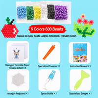 Perles Magiques à l'Eau 600 Pièces 6 Couleurs Kit Créatif DIY Perles à Pulvériser Sans Repassage Jouet Éducatif pour Enfants Matériel Sûr