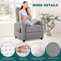 Fauteuil inclinable moderne pour salon, dossier réglable avec repose-pieds, revêtement en lin gris doux, fauteuil confortable pour la maison