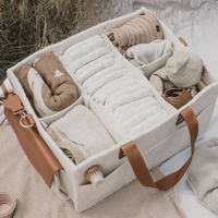 Feutre teddy tissu nappy caddie couche caddy organisateur bébé panier organisateur avec poignée en cuir pour nouveau bébé cadeau